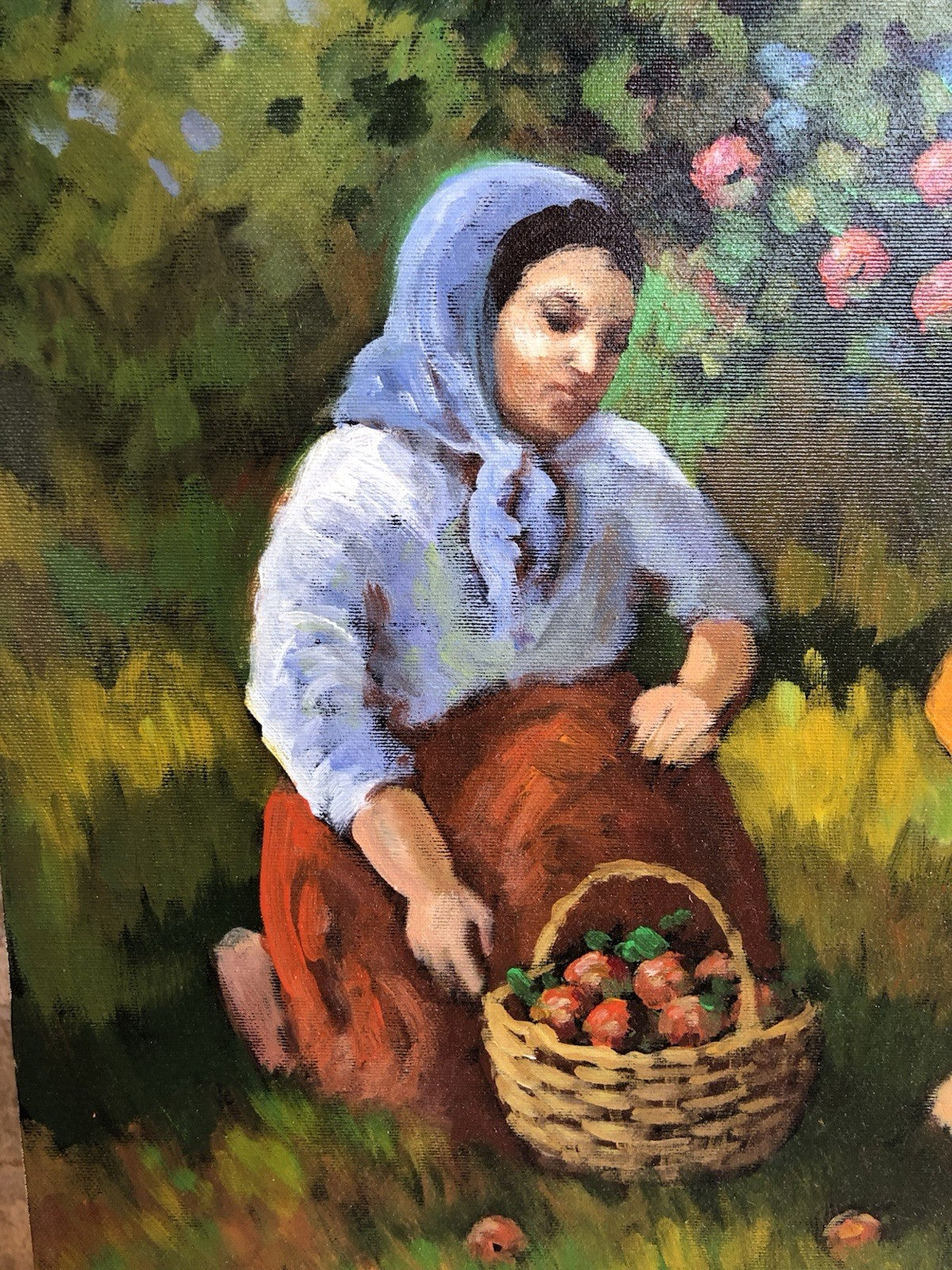Quadro -Raccolta Della Frutta- dipinto a olio su tela