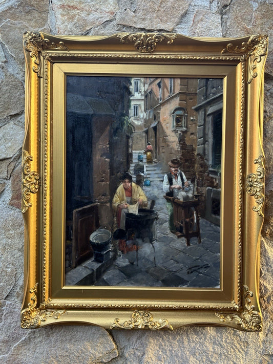 Quadro -Vicolo Di Napoli- Francesco Tammaro dipinto a olio