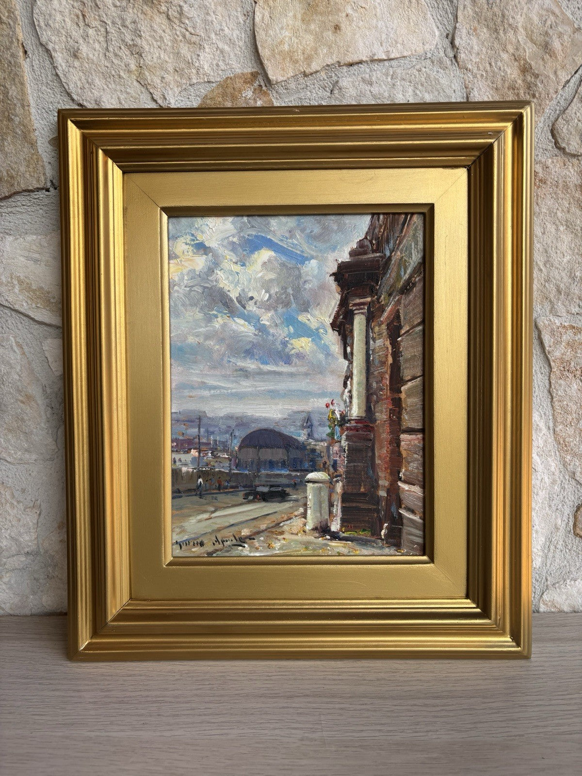 Quadro -Strada Di Città- Enrico Aprile dipinto a olio