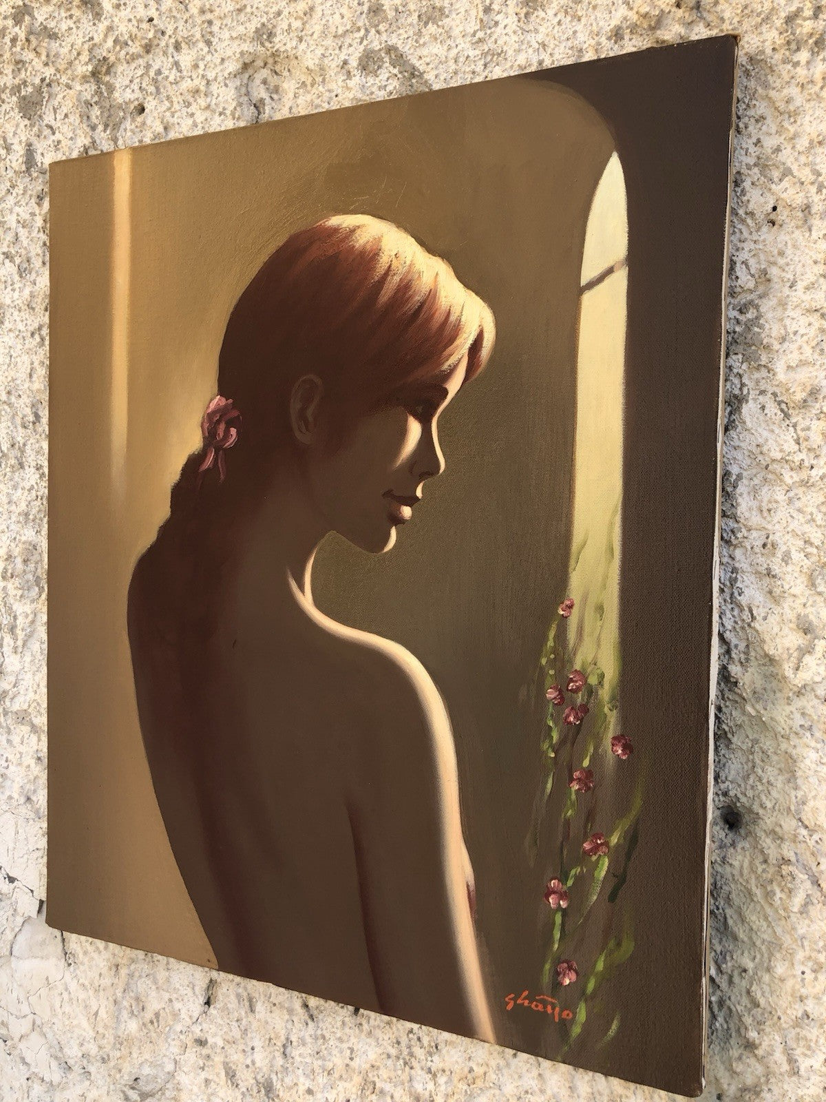 Quadro -Profilo Di Donna- dipinto a olio su tela