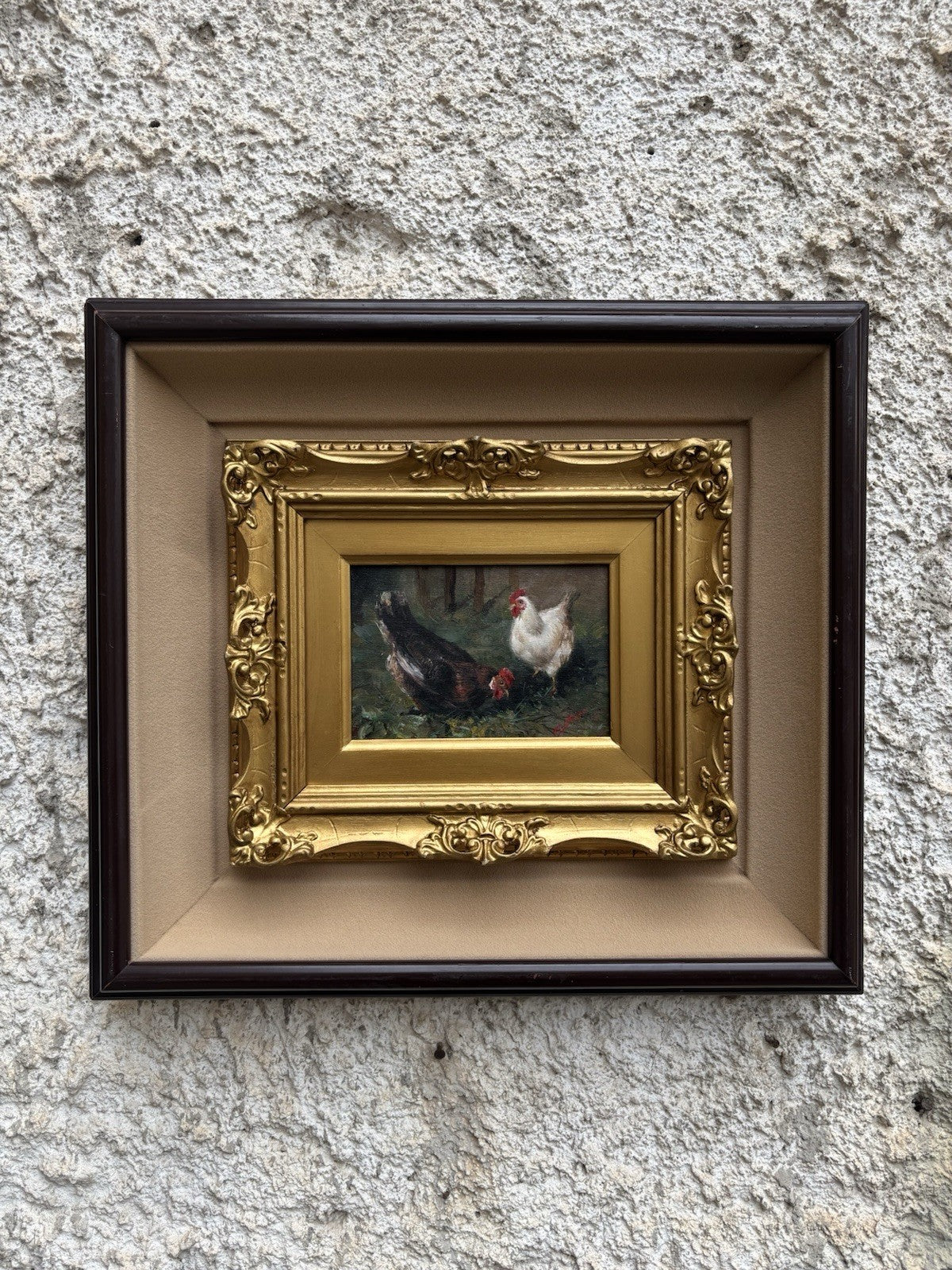 Quadro -Galline- Gianni Strino dipinto a olio su tavoletta