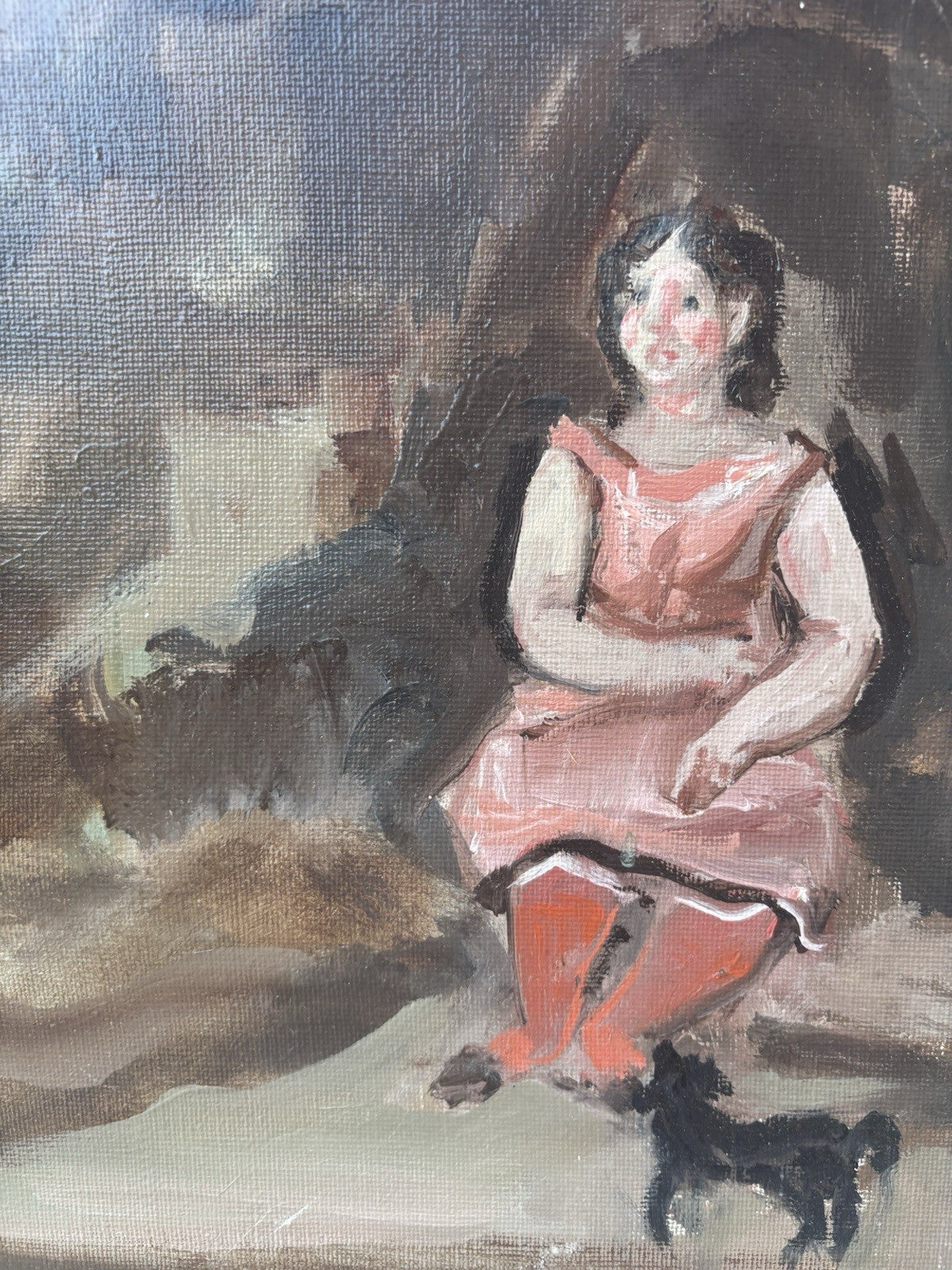 Quadro -Paesaggio Con Figura- Augusto Orange De Rose dipinto a olio su tela