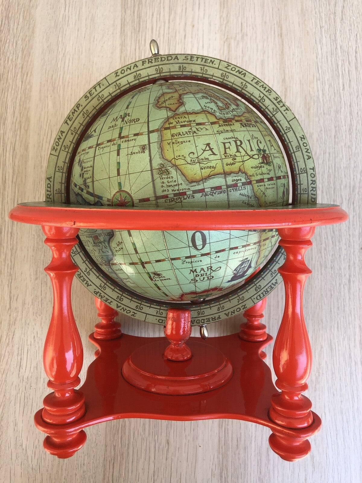 Mappamondo Globo Vintage In Legno
