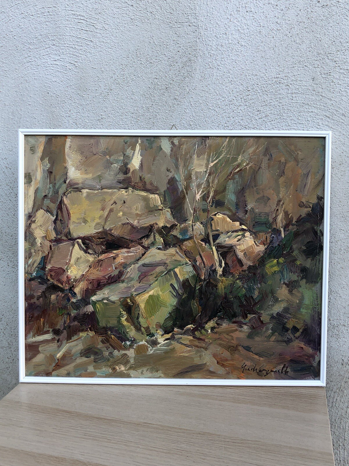 Quadro vintage -Paesaggio Montuoso- dipinto a olio su tavoletta