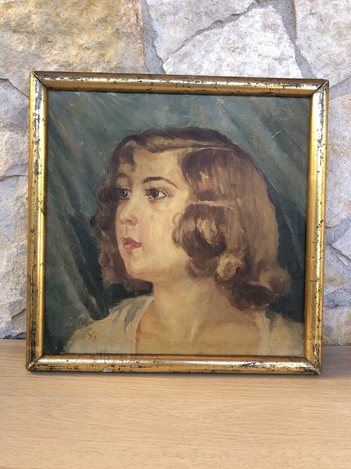 Quadro antico -Profilo Donna- dipinto a olio su tela