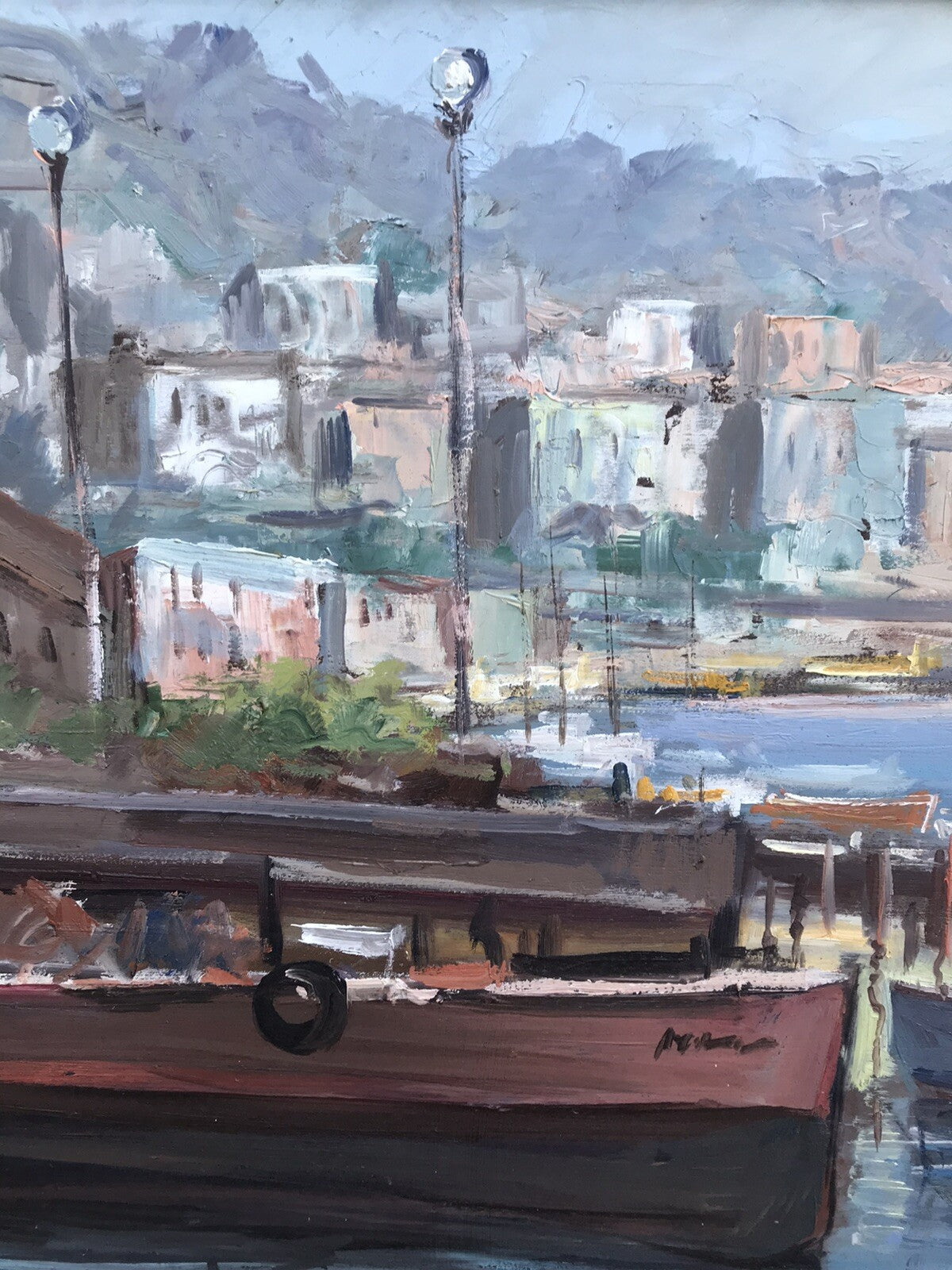 QUADRO VINTAGE -MARINA-DIPINTO A OLIO SU TAVOLETTA