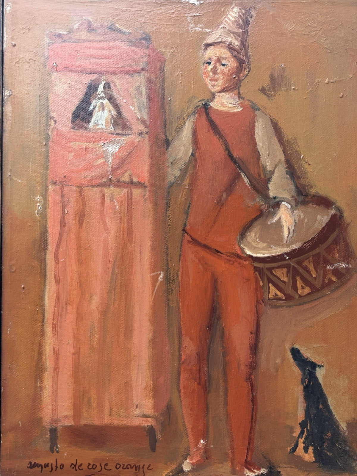 Quadro -Maschere Allegoriche- Augusto Orange De Rose dipinto a olio su tela