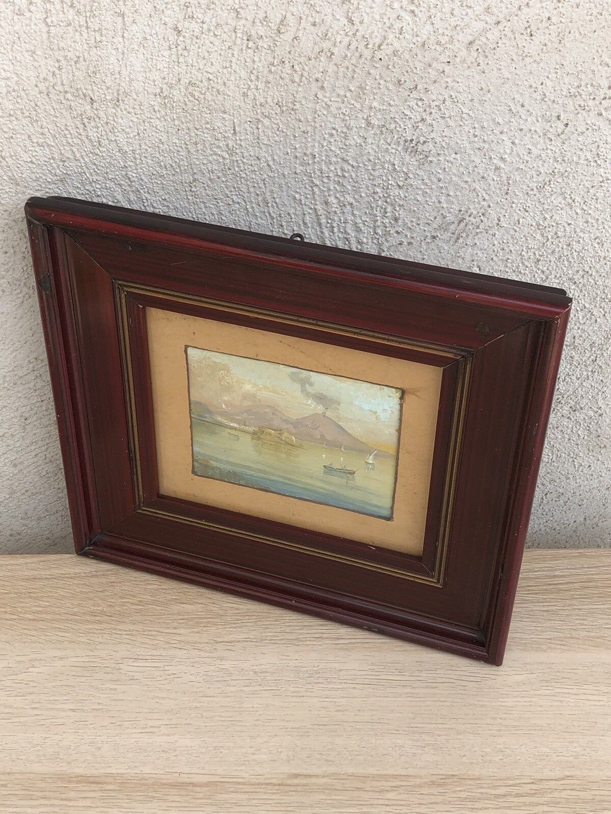 Antico quadro gouache dipinto su carta Napoli