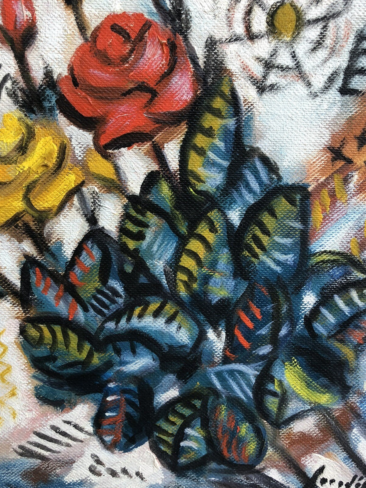Quadro vintage -Fiori- dipinto a olio su tela