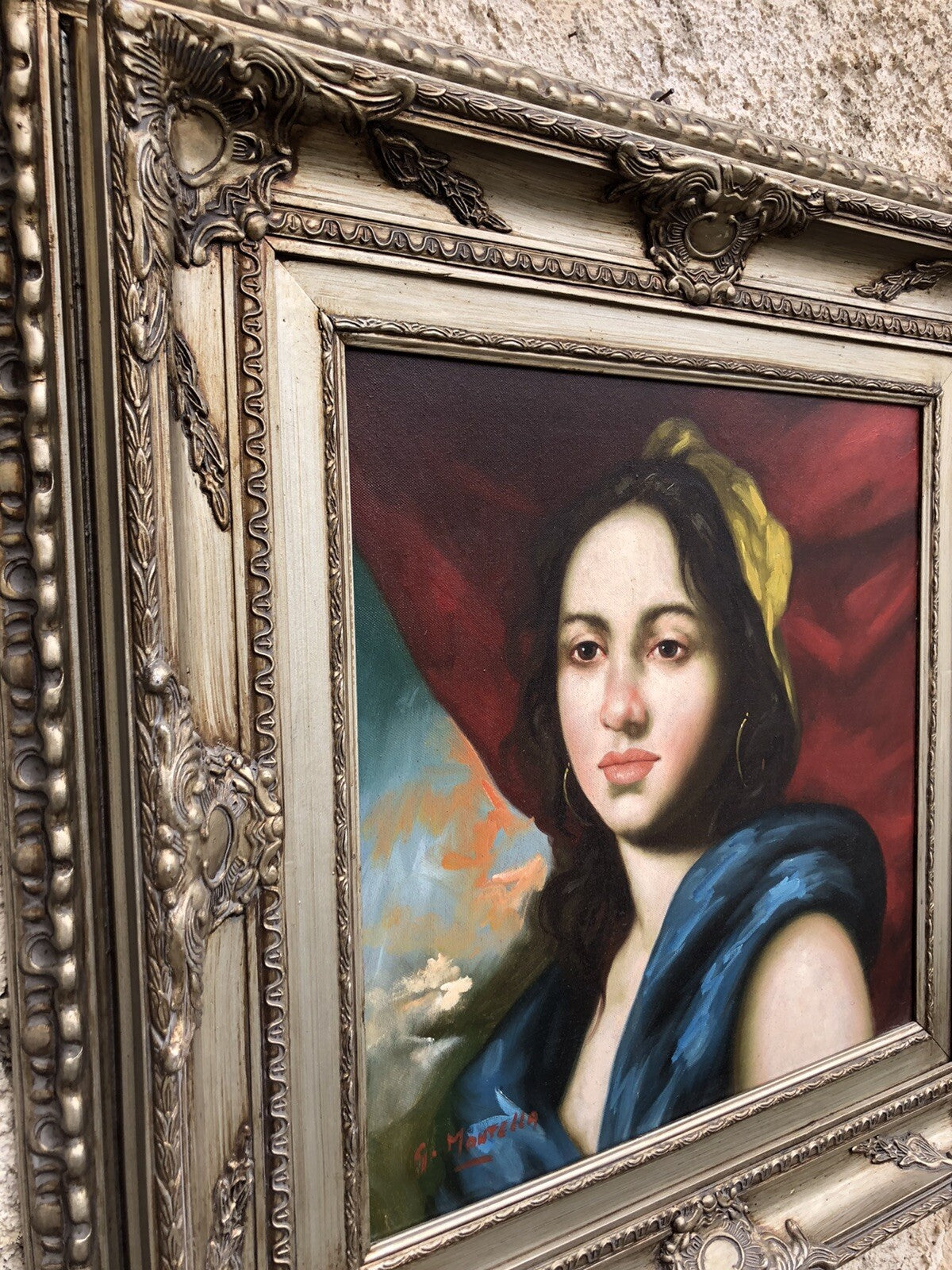 Quadro vintage Giacinto Montella dipinto a olio su tela