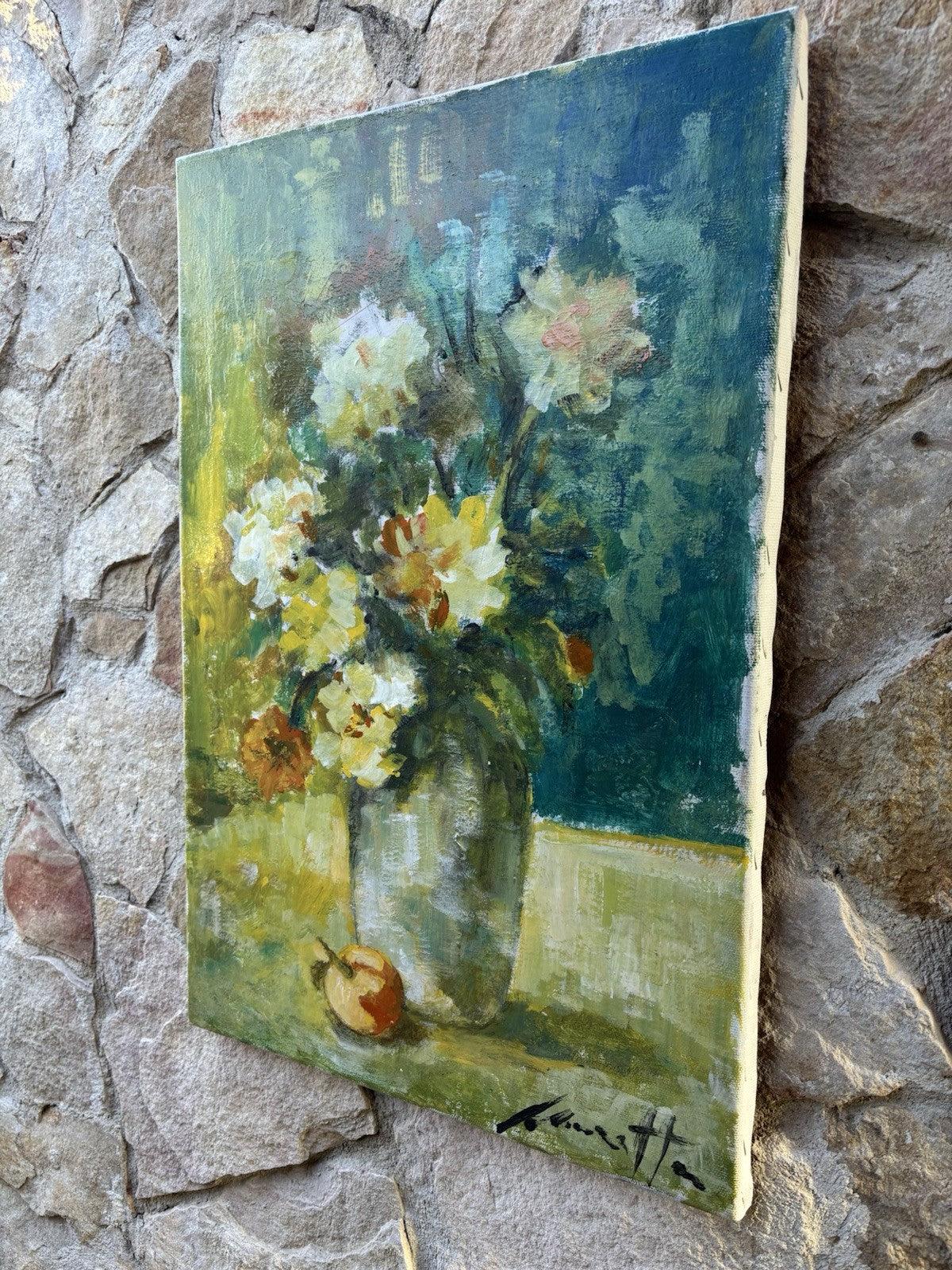 Quadro -Vaso Con Fiori- dipinto a olio su tela
