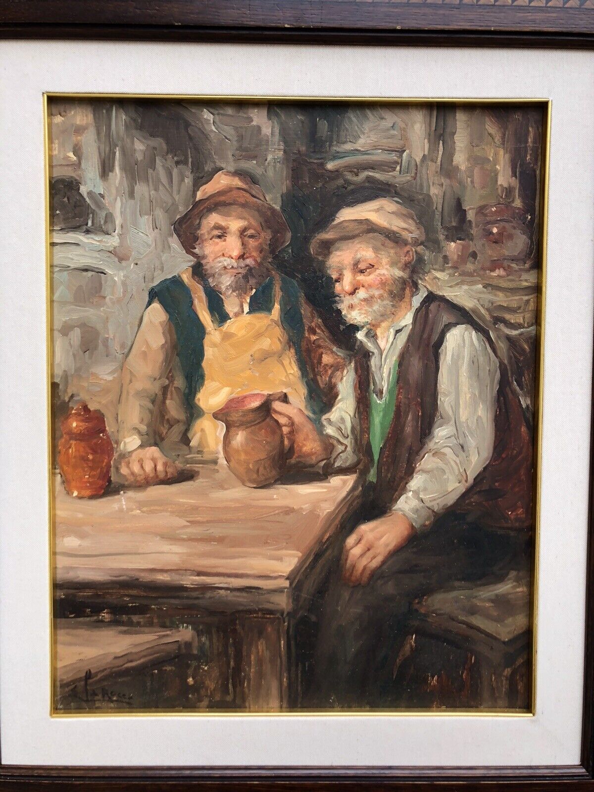 Quadro vintage -Vecchi Bevitori-dipinto a olio