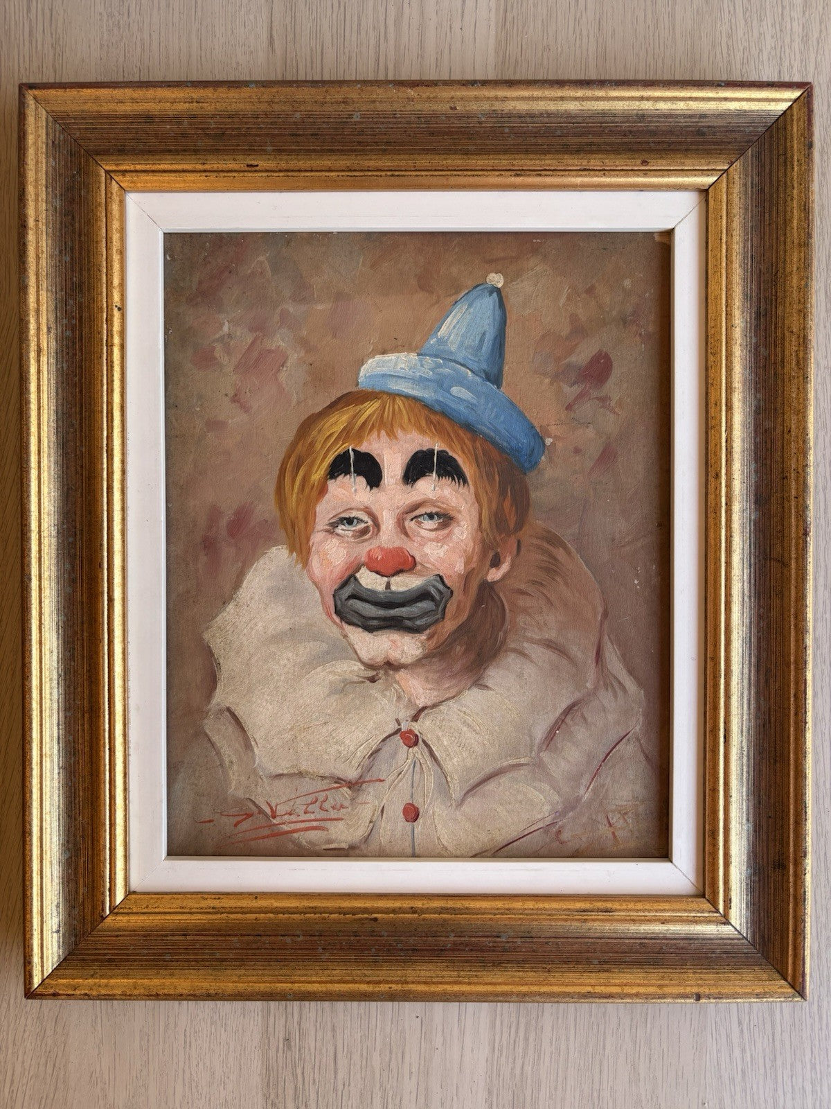 Quadro -Clown- dipinto a olio su tavoletta