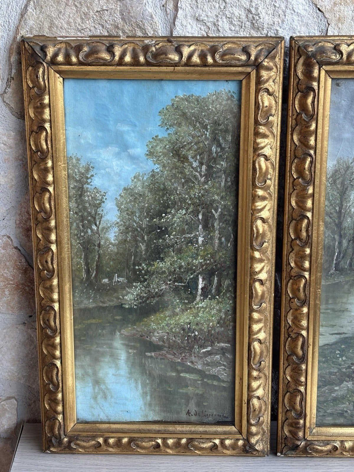 Coppia di quadri antichi -Paesaggi- dipinti a olio