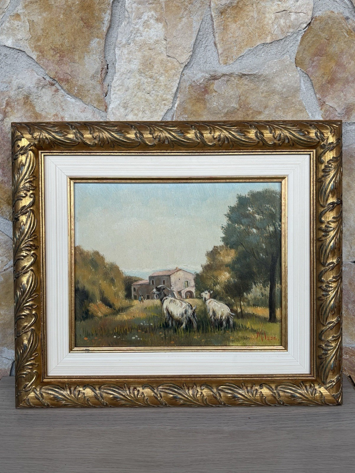 Quadro -Paesaggio Con Capre- Maria Izzo- dipinto a olio
