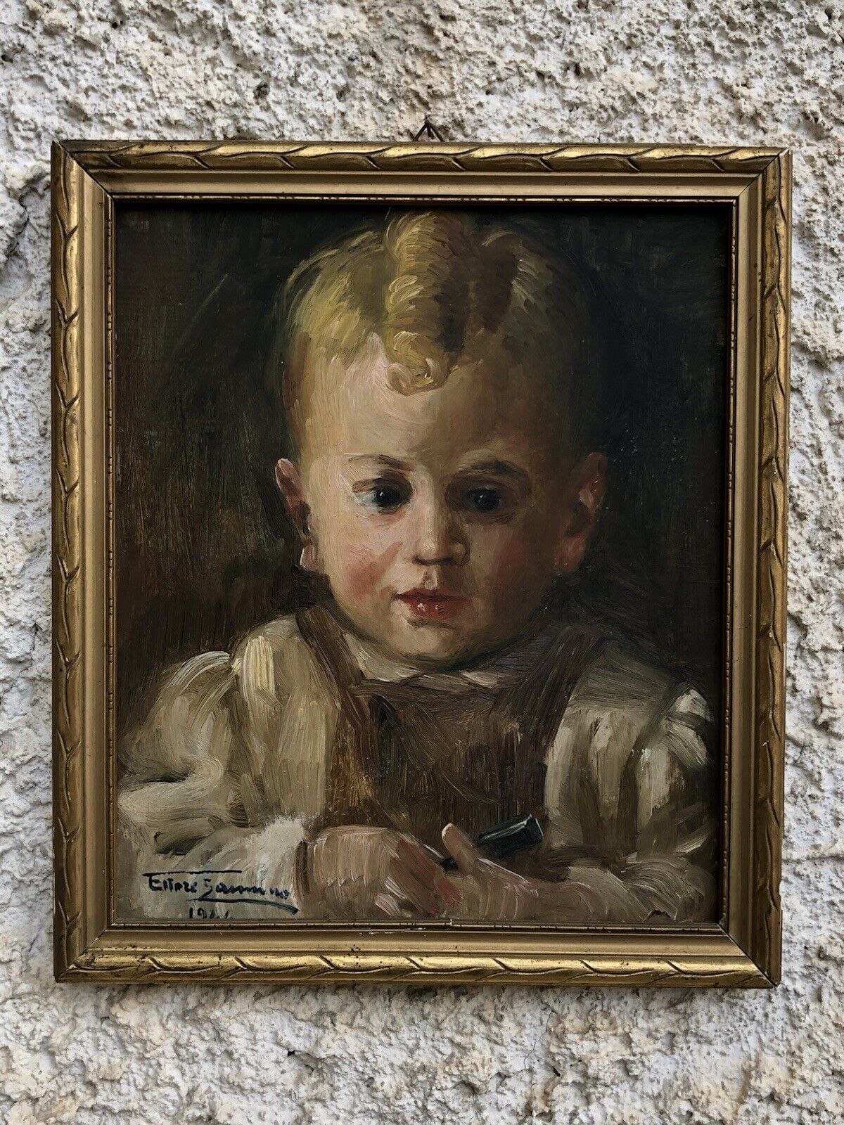 Quadro antico -Scolaretto- dipinto a olio su tavoletta