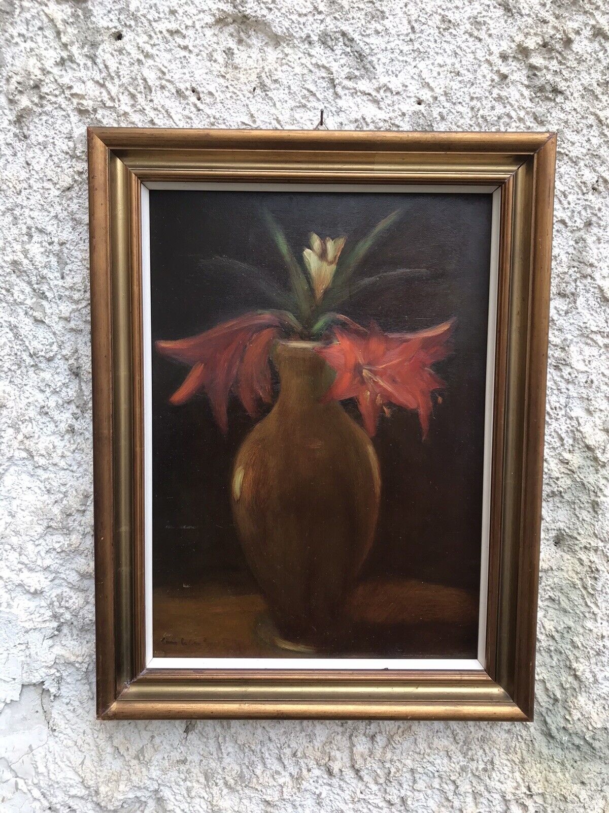 QUADRO VINTAGE-COMPOSIZIONE FLOREALE-DIPINTO A OLIO