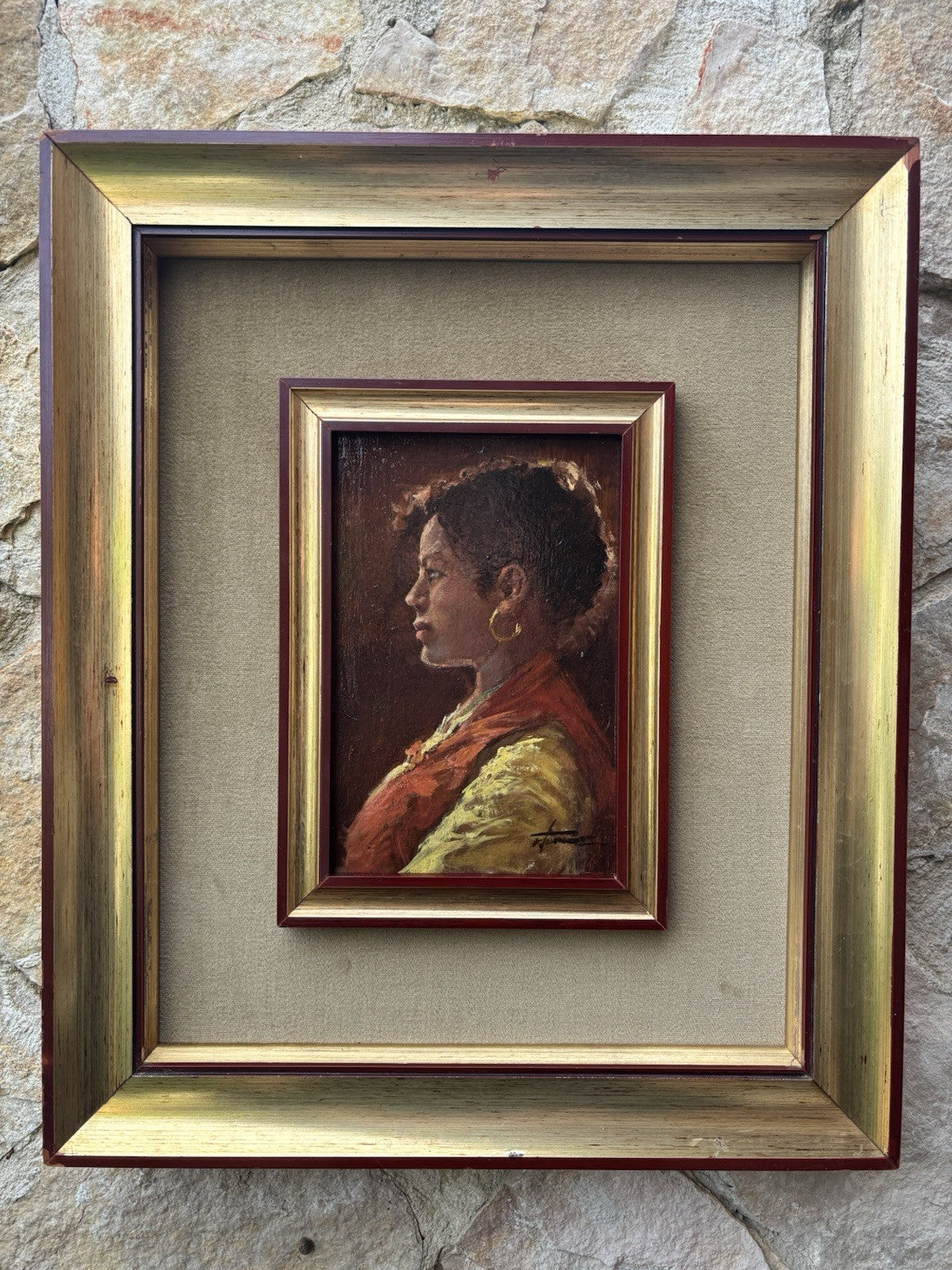 Quadro -Profilo Di Donna- Francesco Tammaro dipinto a olio su tavoletta