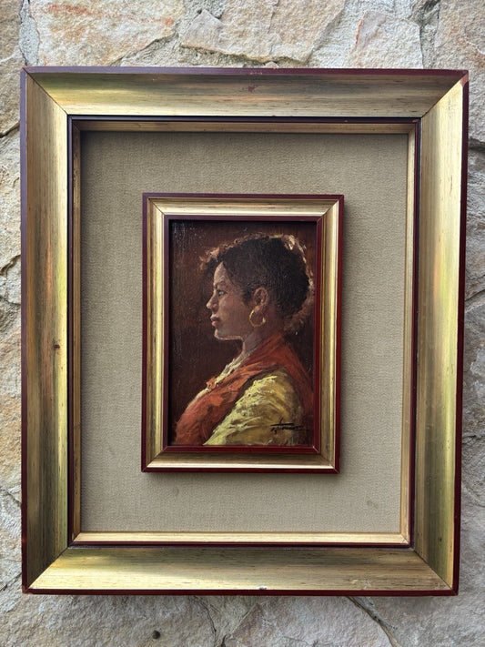 Quadro -Profilo Di Donna- Francesco Tammaro dipinto a olio su tavoletta