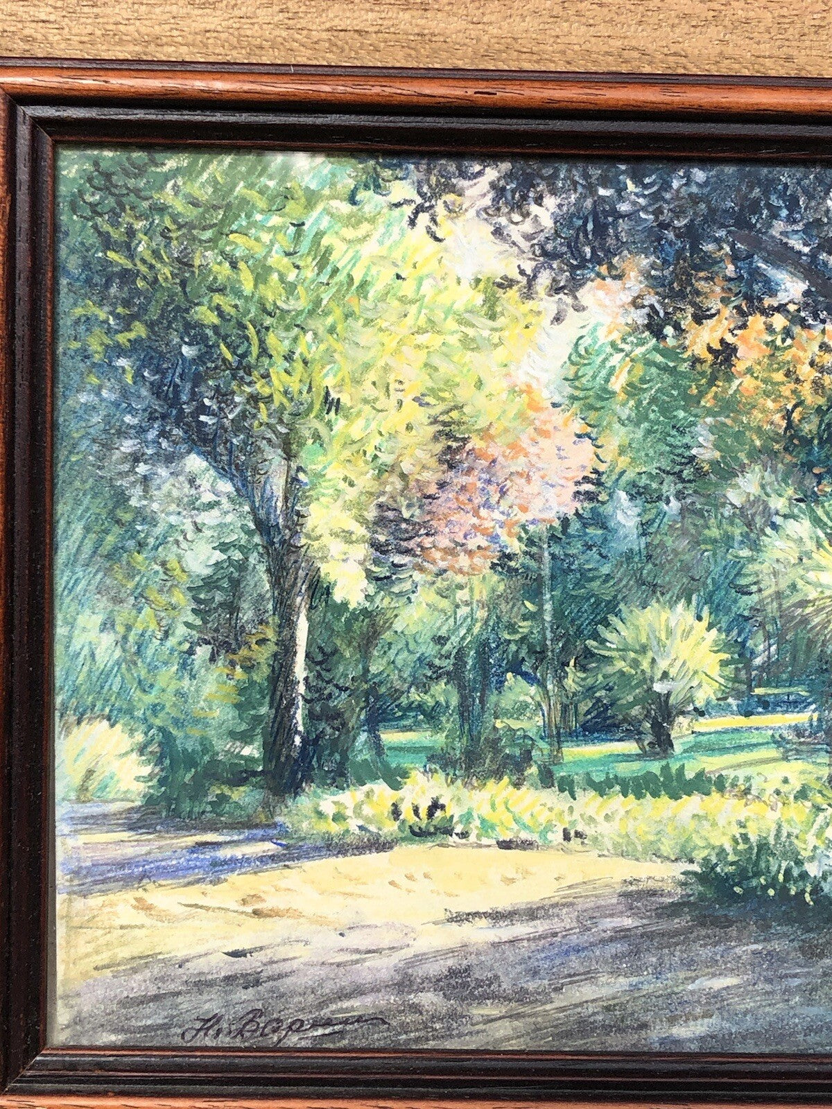Quadro vintage -Boschetto- tecnica mista su carta