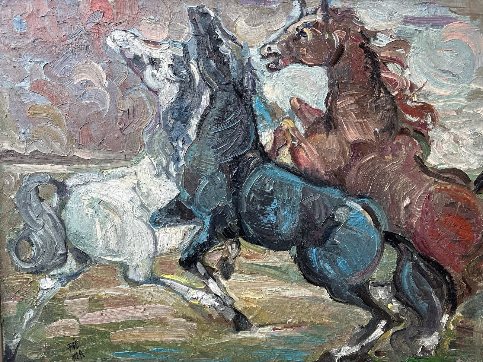 Quadro -Cavalli- Fienga- dipinto a olio su tela