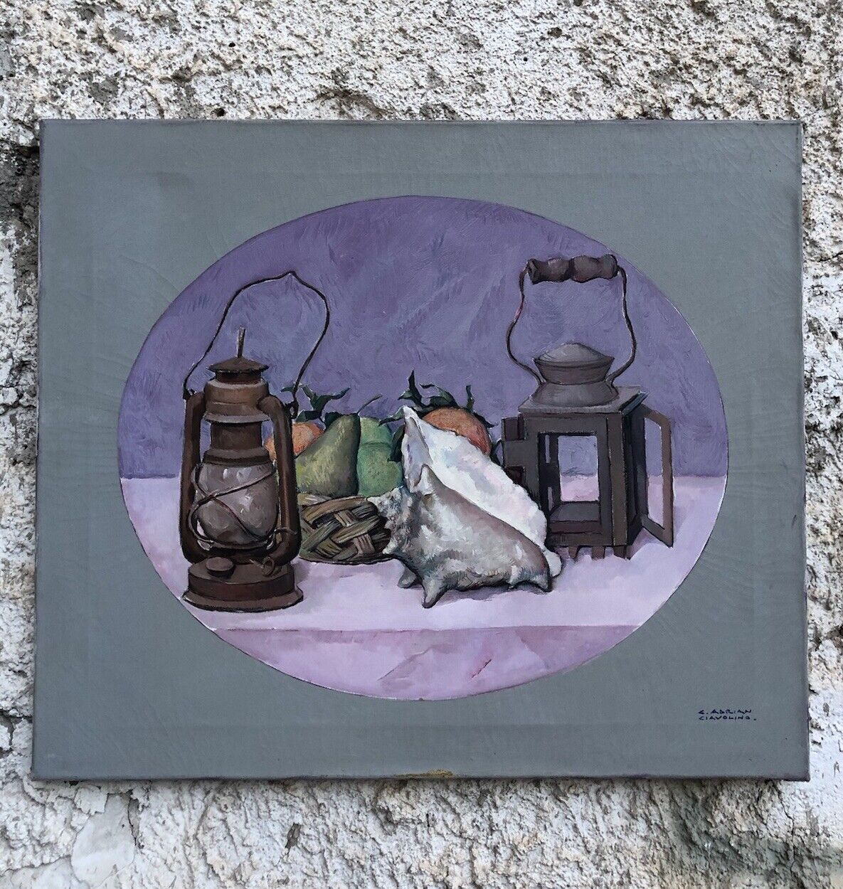 Quadro vintage -Natura Morta- dipinto a olio su tela