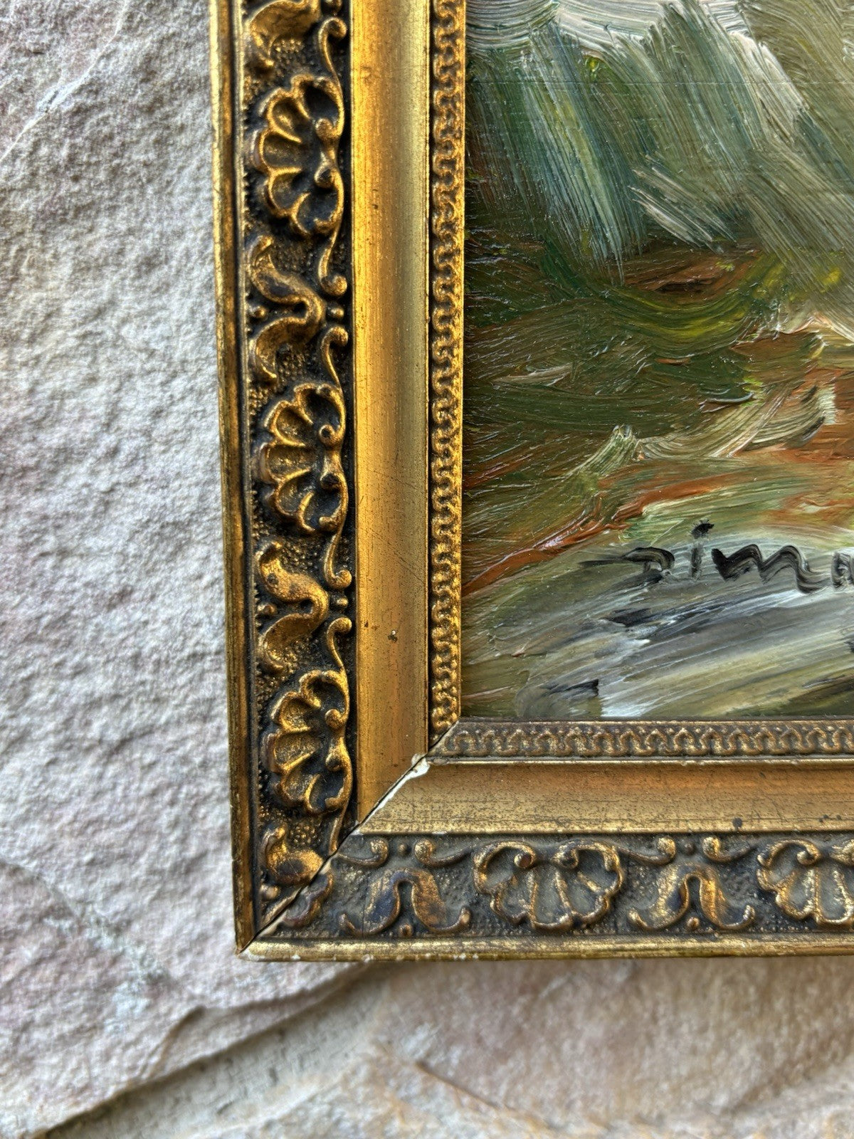Quadro -Paesaggio Con Figure- Francesco Di Marino dipinto a olio su tavoletta