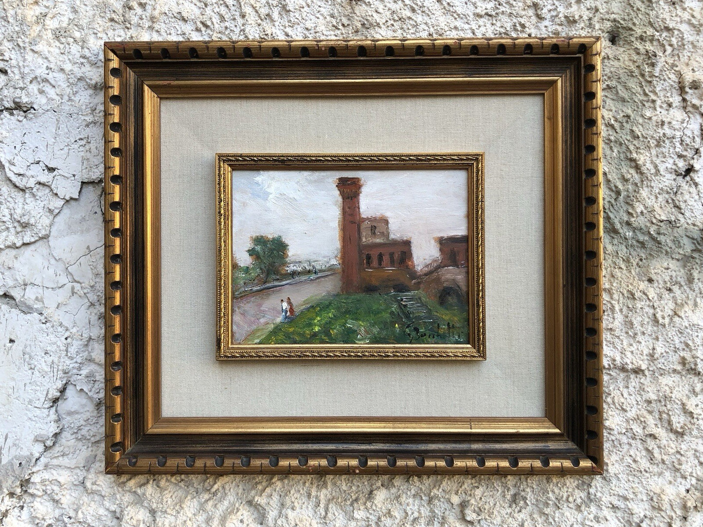Quadro vintage -Parco Della Cittadella, Pisa- dipinto a olio su tavoletta