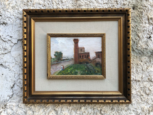 Quadro vintage -Parco Della Cittadella, Pisa- dipinto a olio su tavoletta