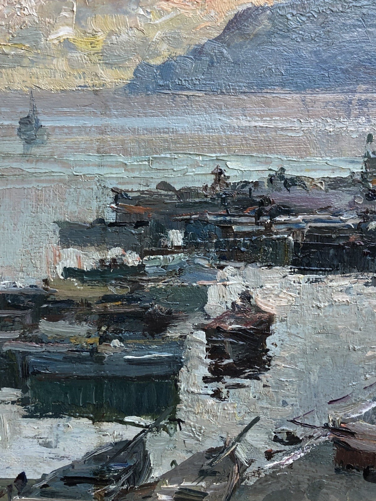 Quadro vintage -Marina- dipinto a olio su tavoletta