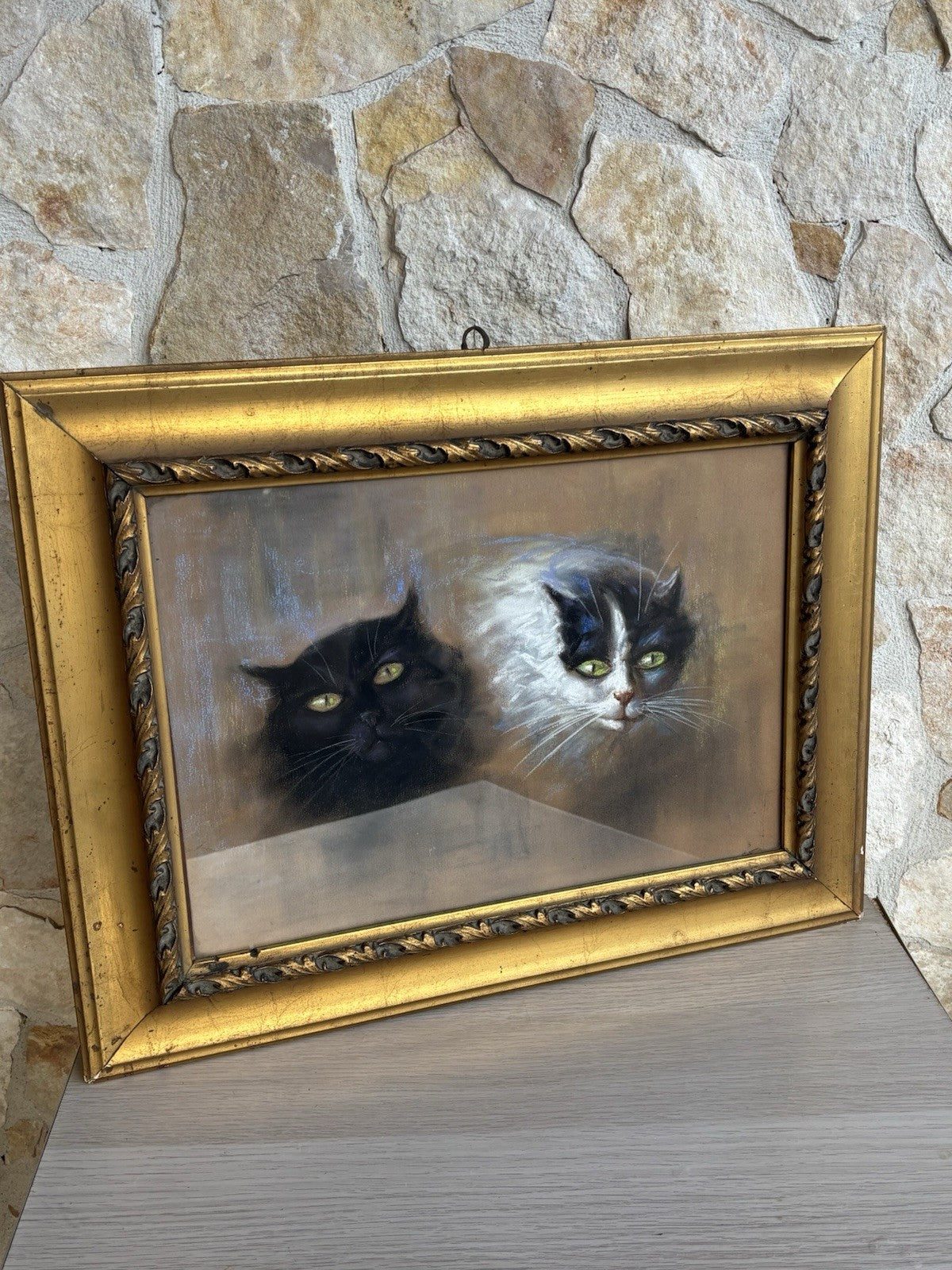 Quadro antico -Gatti- Marino Lenci? realizzato a pastello su carta