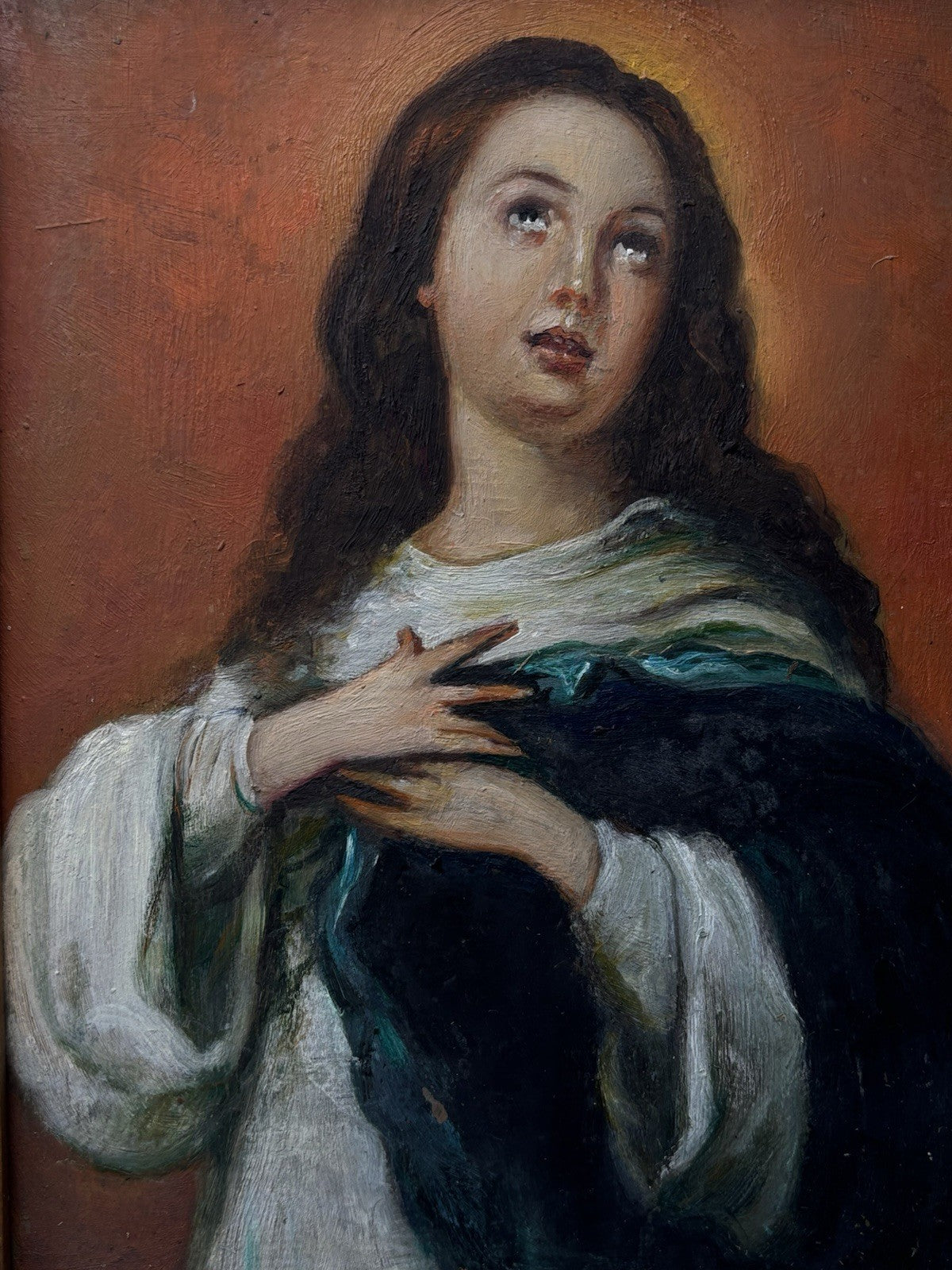 Quadro antico -Madonna- dipinto a olio su tavola