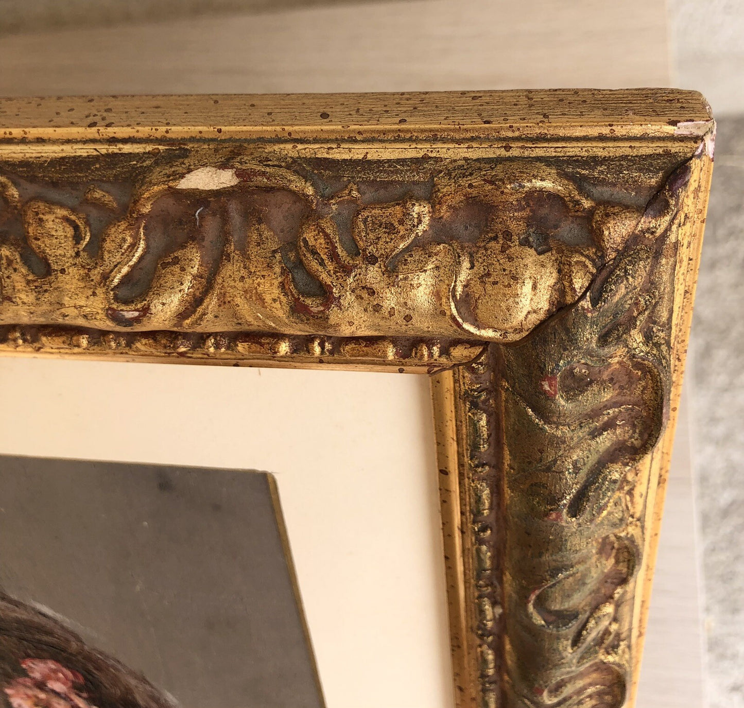 Quadro vintage -Fanciulla tra i fiori-dipinto a olio su tavola