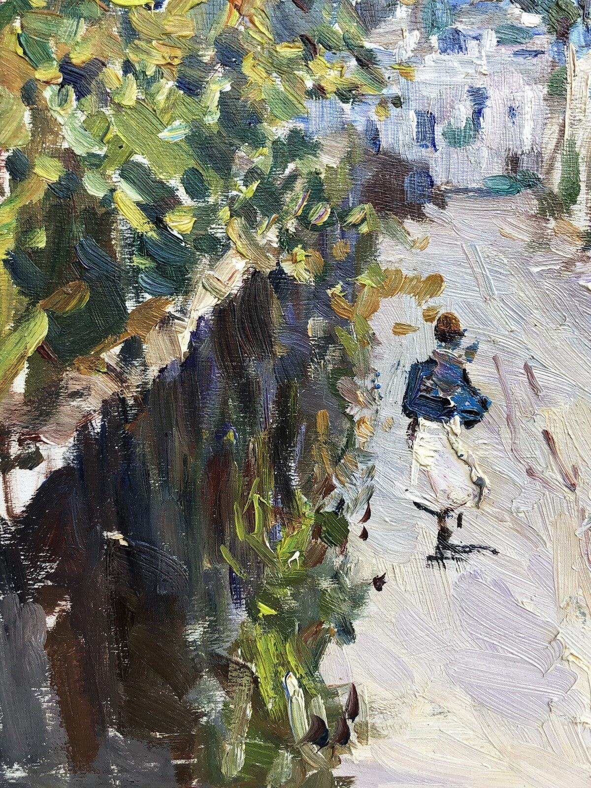 Quadro vintage -Paesaggio Con Case- dipinto a olio su tavoletta