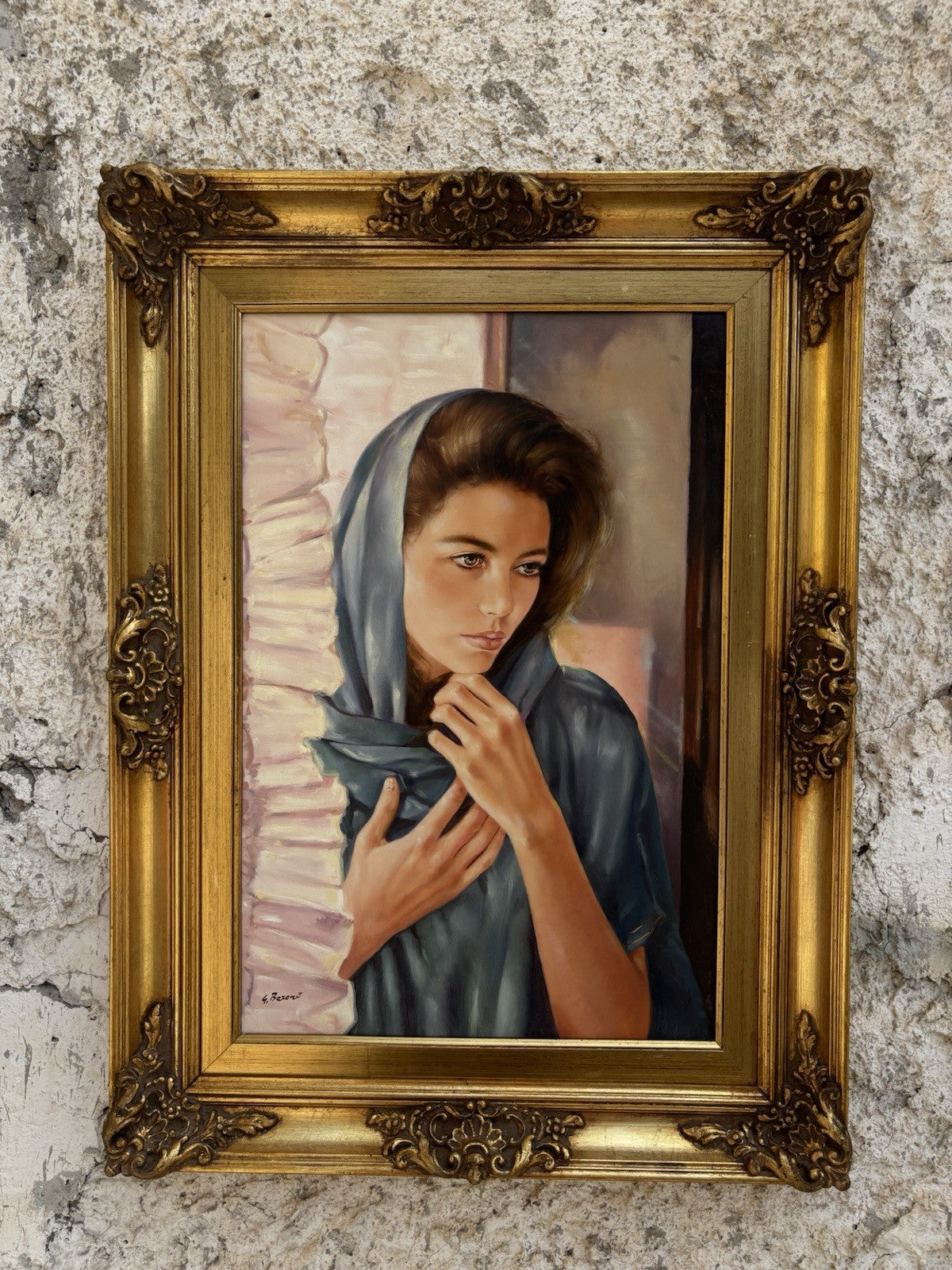 Quadro -Volto Femminile- Gigi Barone dipinto a olio su tela