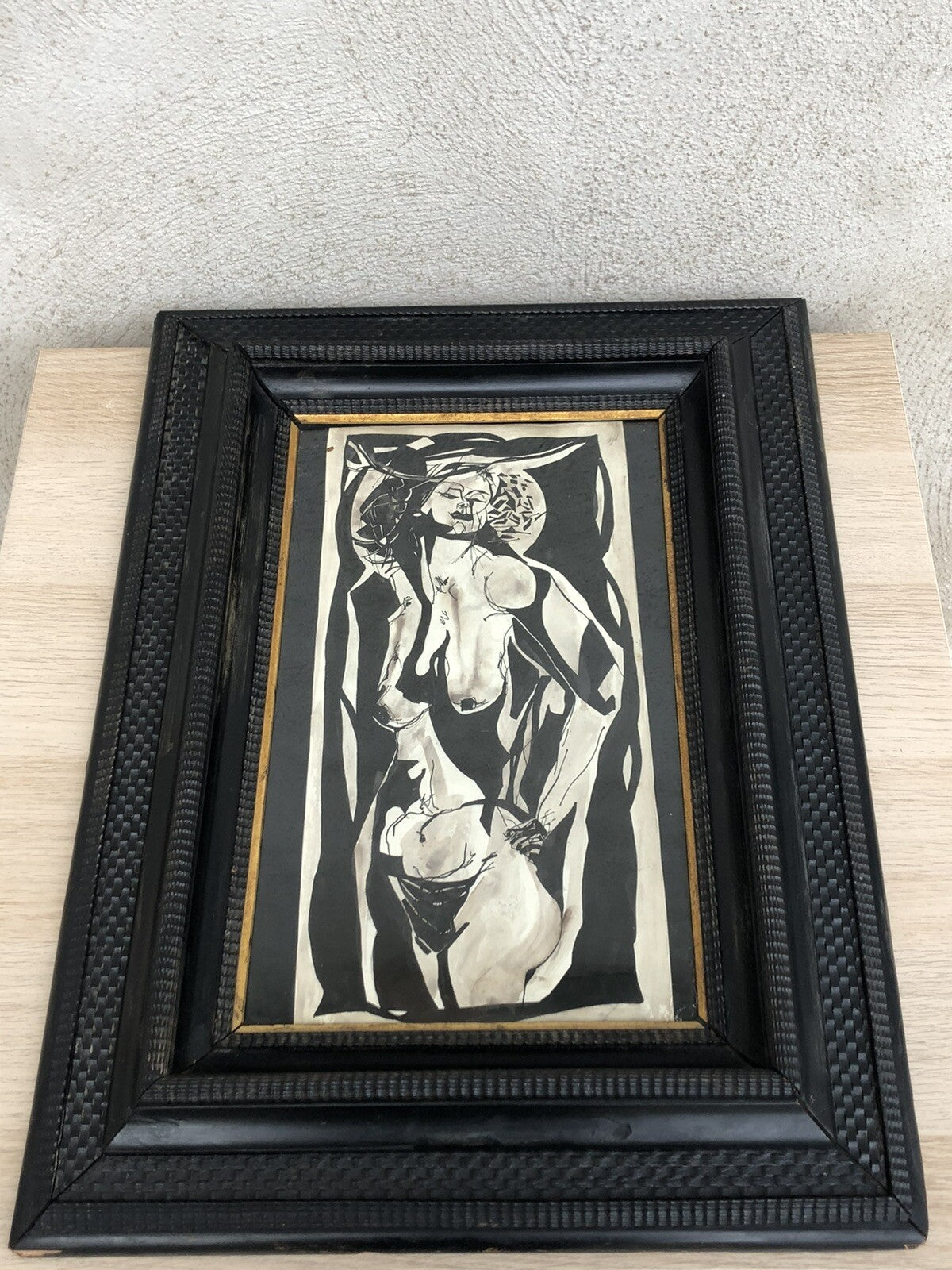 Quadro antico -Nudo- tecnica mista su carta