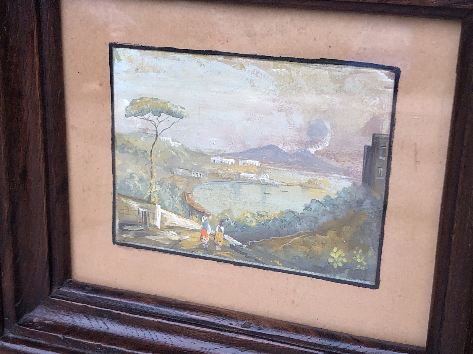 Quadro antico Gouache -Napoli- dipinto su carta