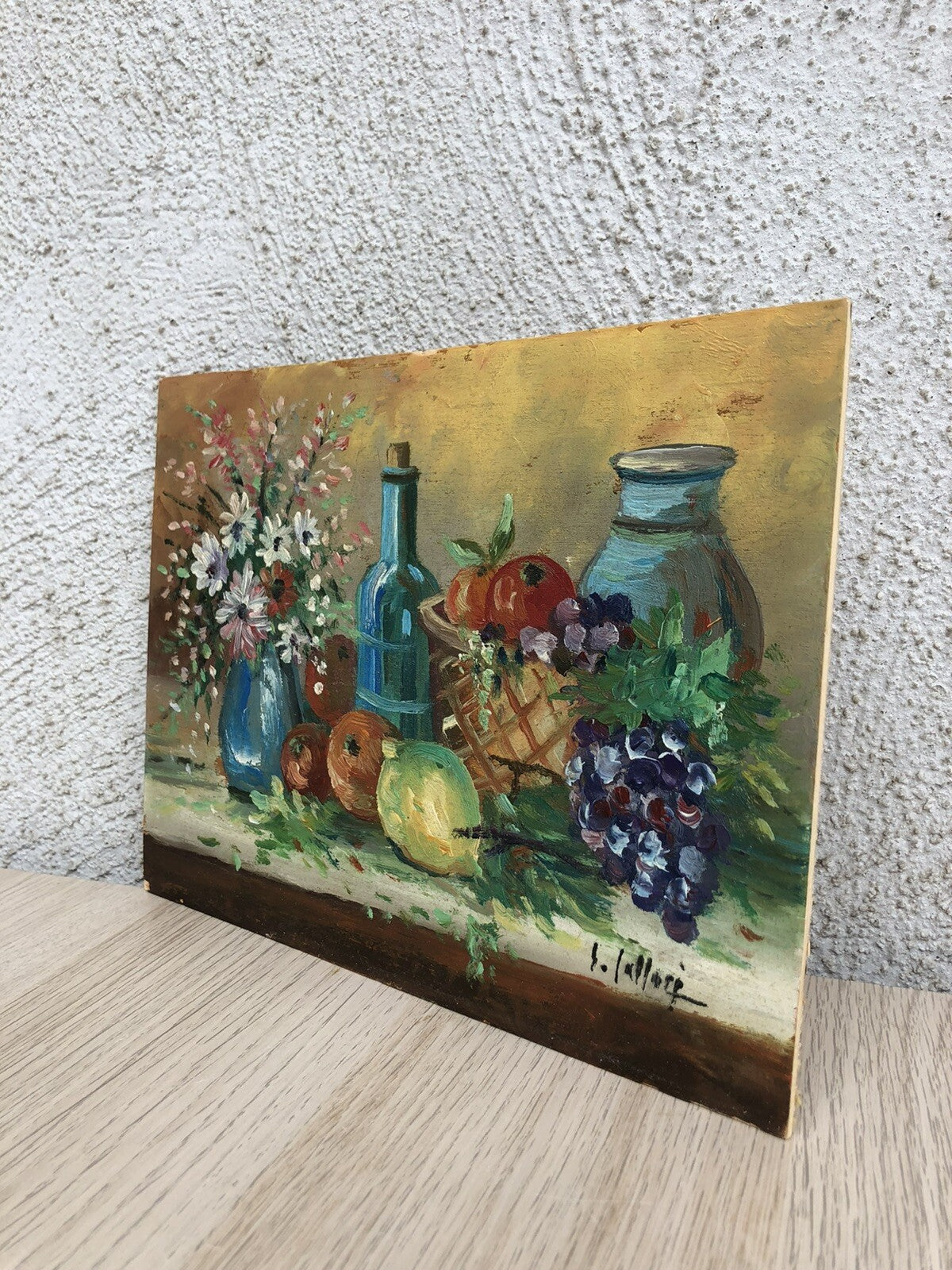 Quadro vintage -Natura Morta- dipinto a olio su tavoletta