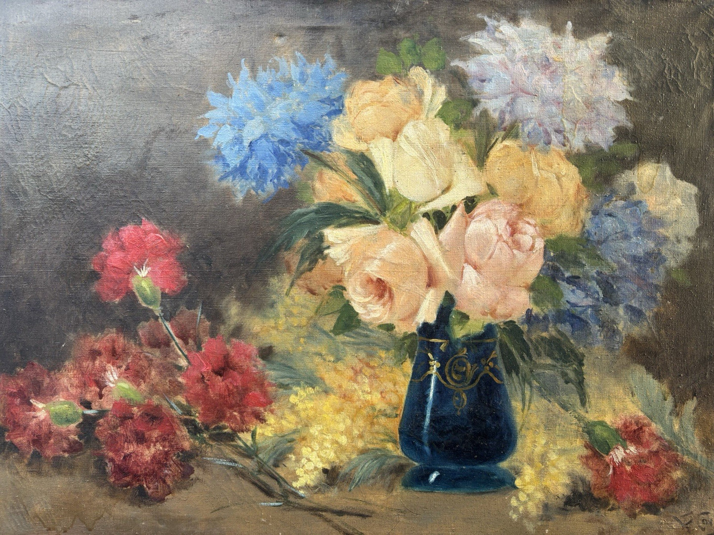 Quadro antico -Vaso Con Fiori- Giuseppe Alberto Cocco dipinto a olio su tela