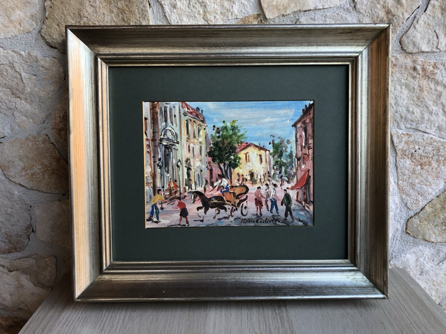 Quadro -Carrozzella Con Figure- Mario Cortiello dipinto a olio