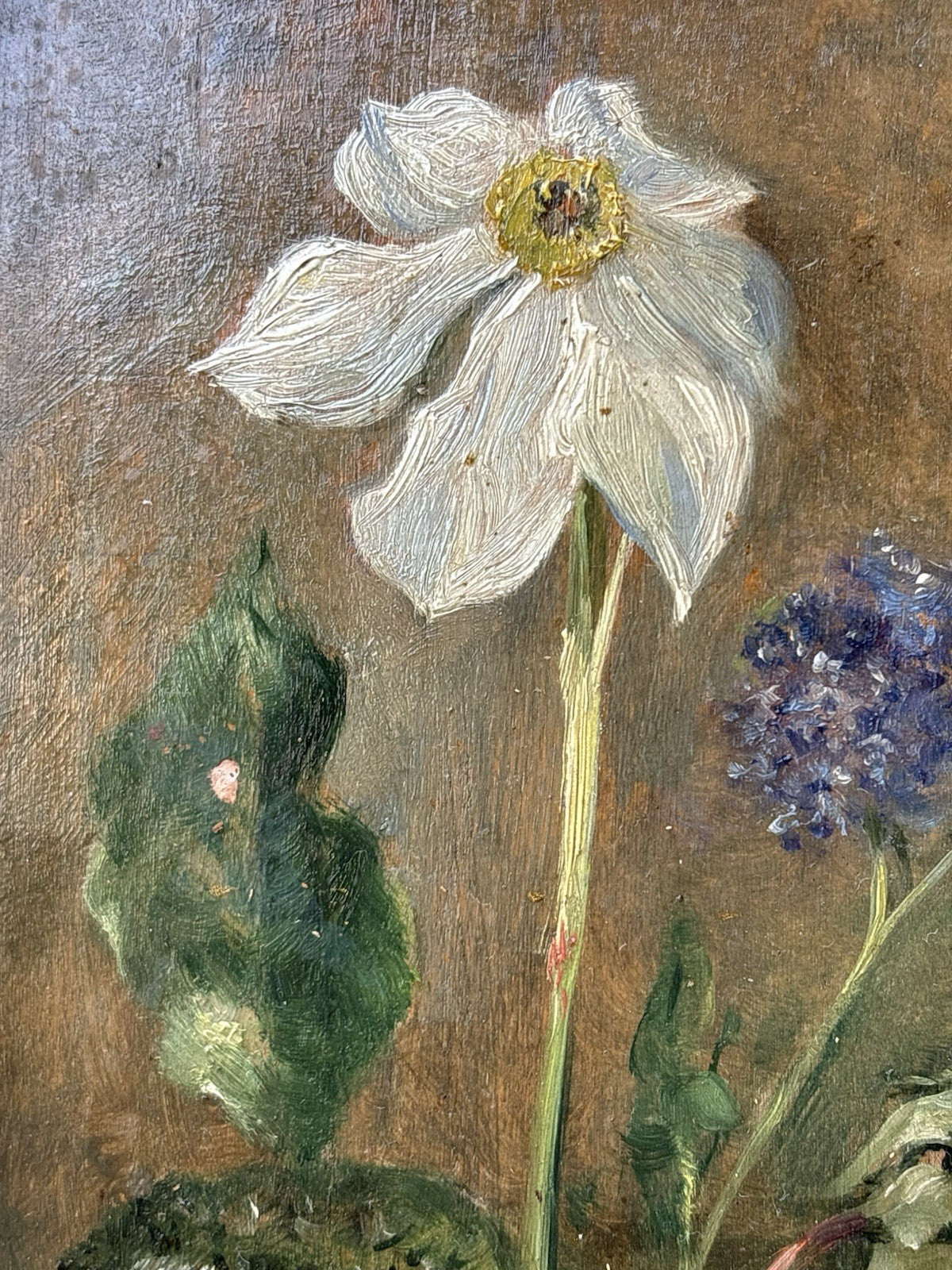 Quadro antico -Fiori- dipinto a olio su tavola