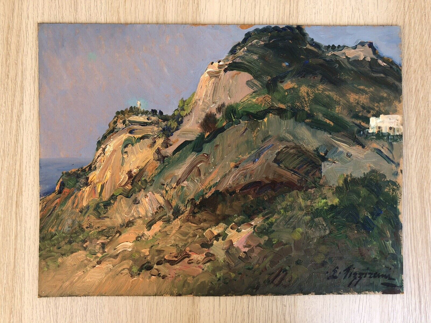 Quadro vintage-Paesaggio-dipinto a olio su masonite