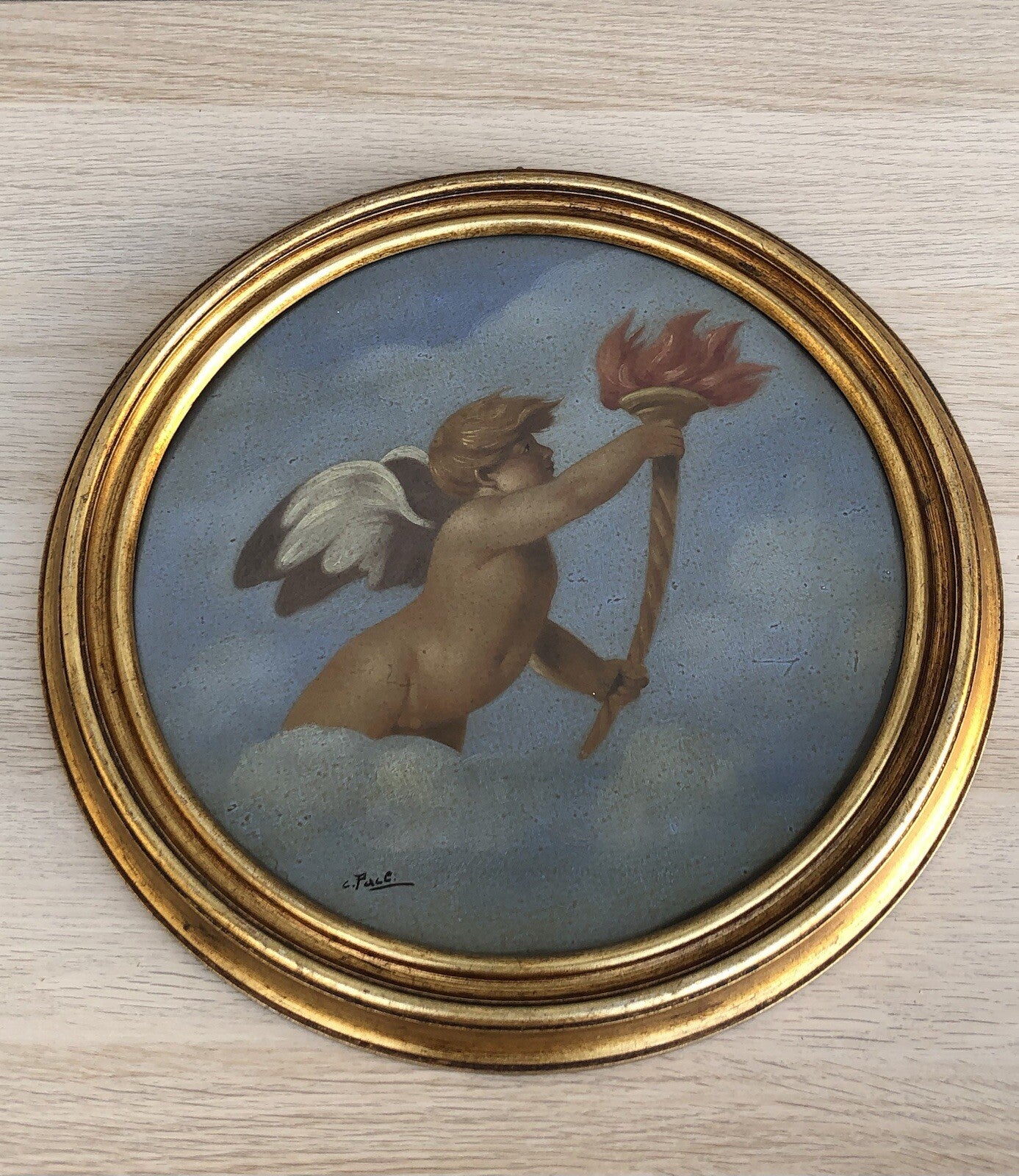 Coppia quadri vintage -Puttini- dipinti a olio su tela