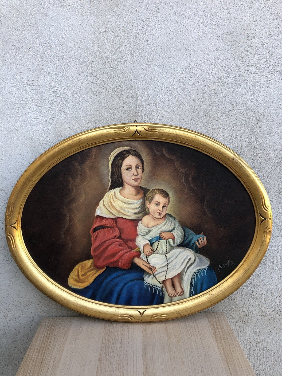 Quadro vintage -Madonna Del Rosario- dipinto a olio