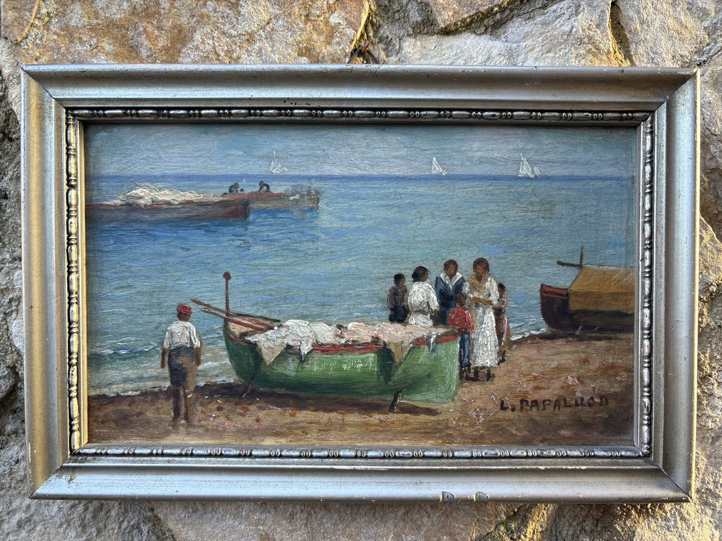 Coppia quadri miniature -Marine- Luca Papaluca- dipinti a olio su tavoletta