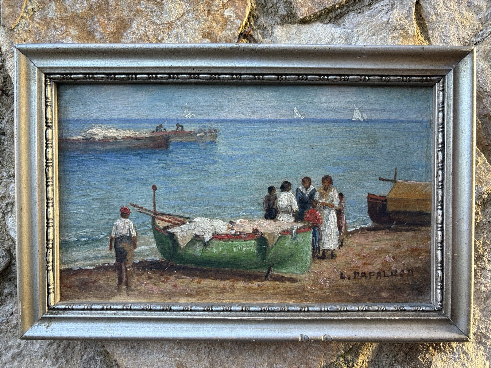 Coppia quadri miniature -Marine- Luca Papaluca- dipinti a olio su tavoletta
