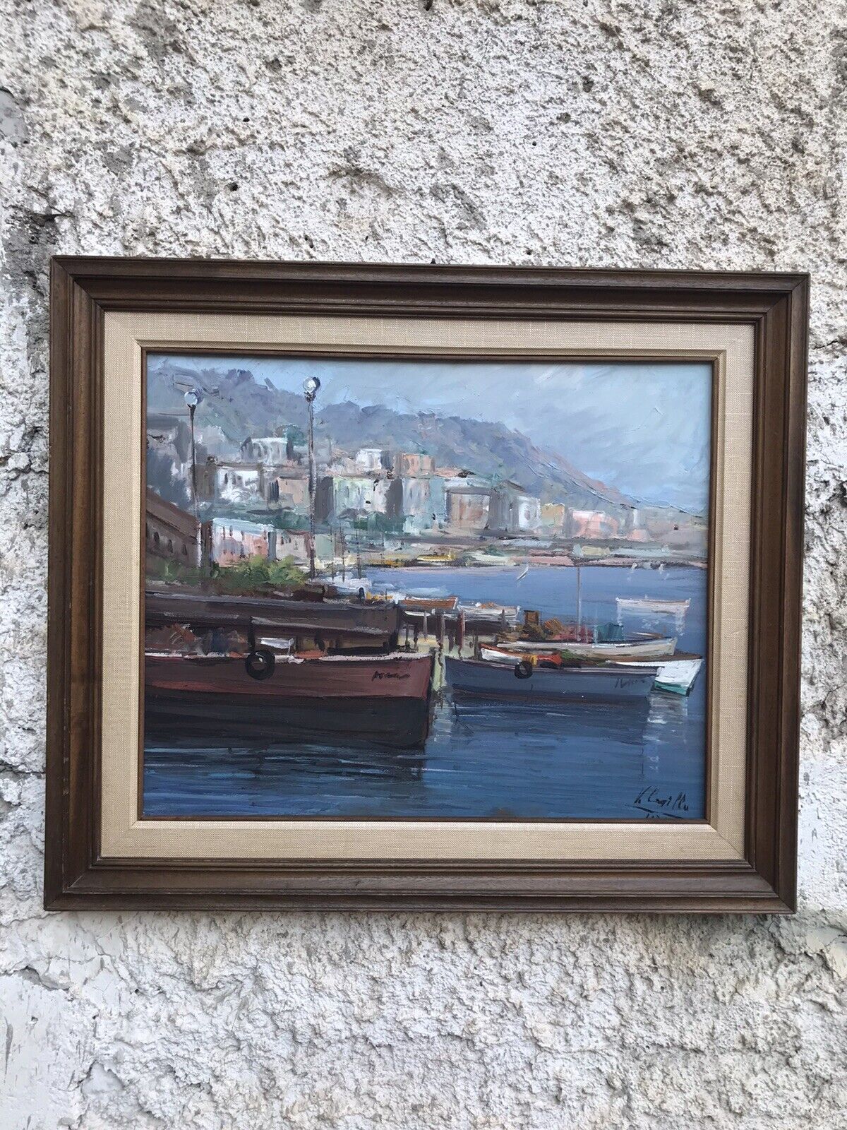 QUADRO VINTAGE -MARINA-DIPINTO A OLIO SU TAVOLETTA