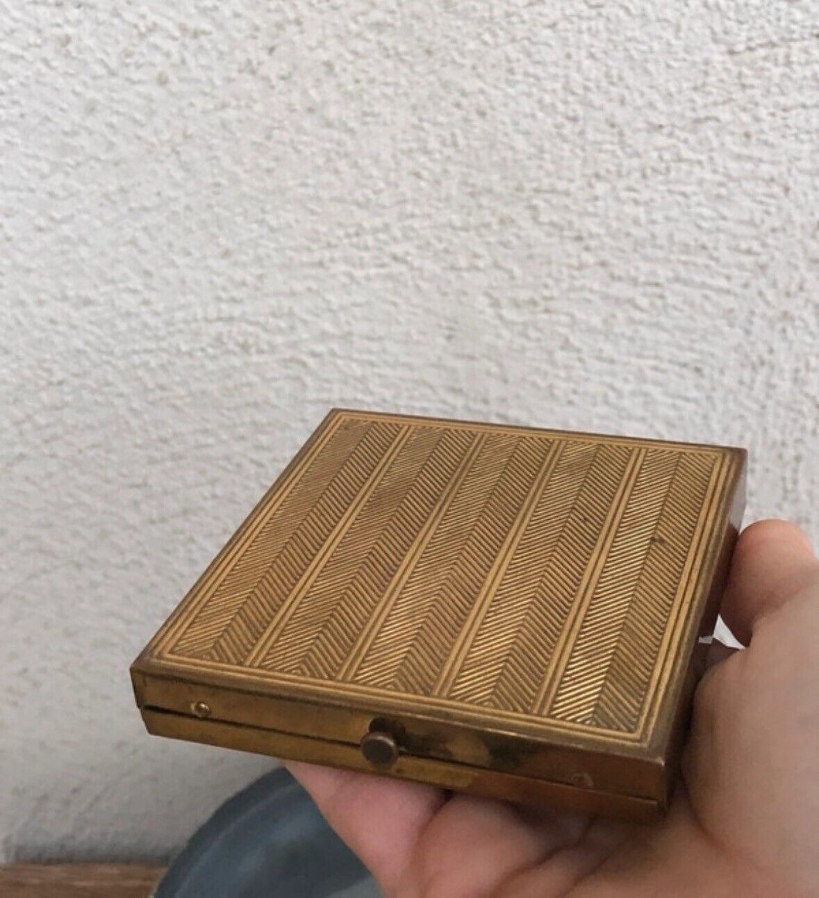 Scatola Portacipria Vintage In Metallo Ottone