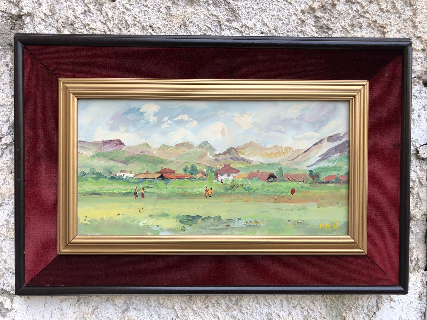 Quadro vintage -Paesaggio Alpino- dipinto a olio su tavoletta