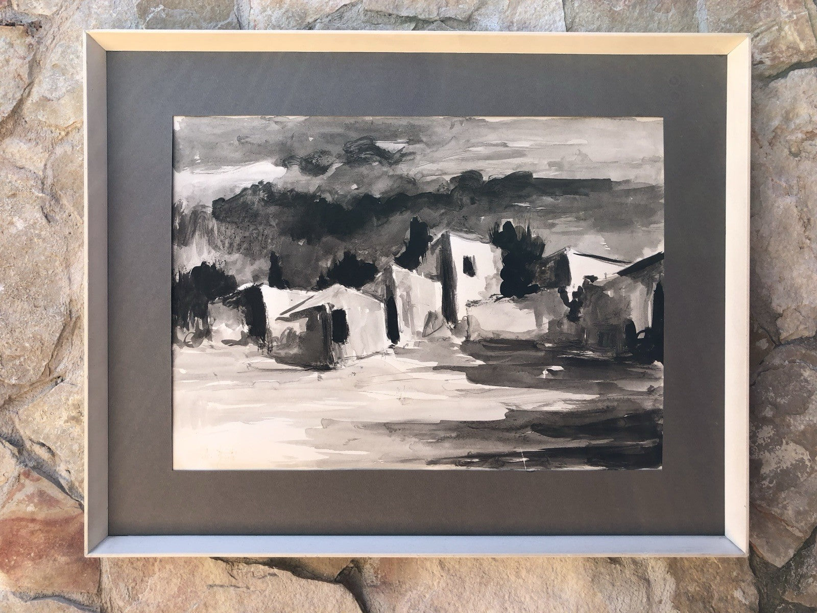 Quadro -Paesaggio- Antonio Bertè realizzato a china su carta